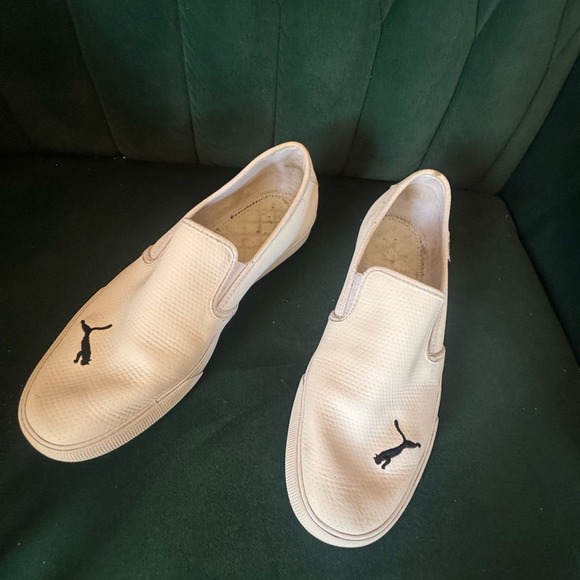 Puma White Slip-On Loafers Minimalist Comfort - Picture 1 of 6